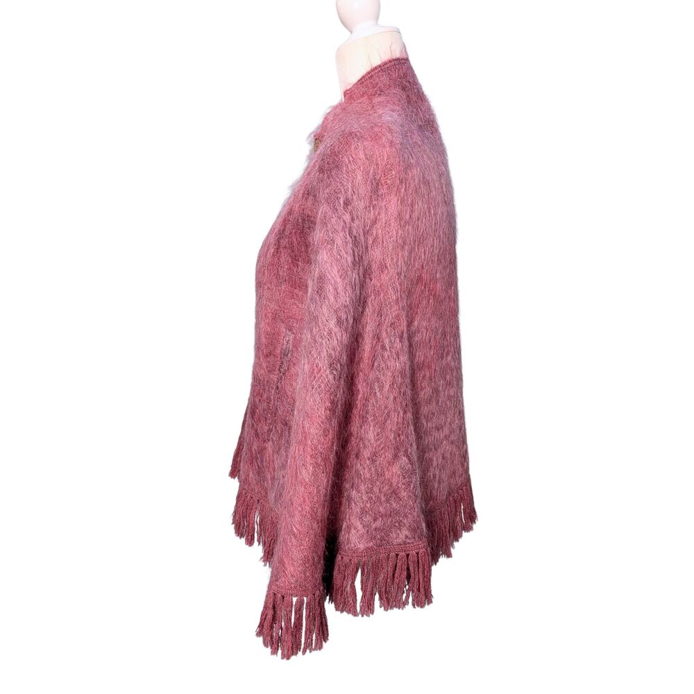 Cool Pink Mohair Wool Cape Poncho - Size Small - Picture 5 of 7